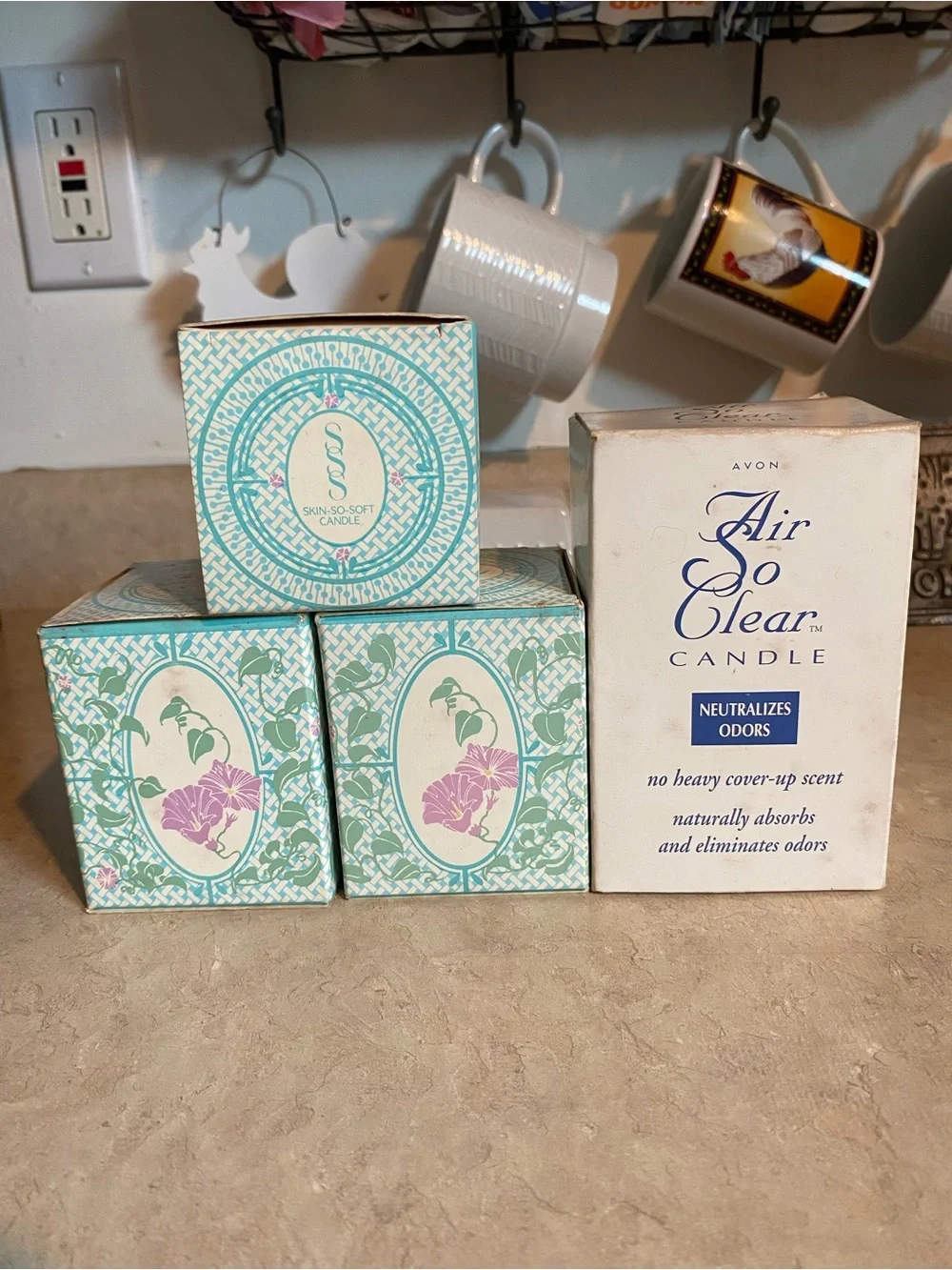 NEW Vintage Avon Skin-So-Soft Refillable Candles & Air So Clear Odor Neutralizer